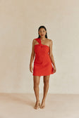 Red One Shoulder Mini Dimmi Dress