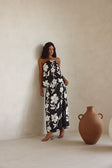 Black Alma Caroline Floral Print Strapless Elora Top