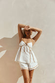 White Linen-Cotton Strappy Flouncy Jayne Top