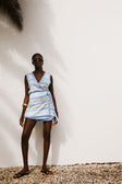 Blue Stripe Knit Mini Wrap Nell Skirt