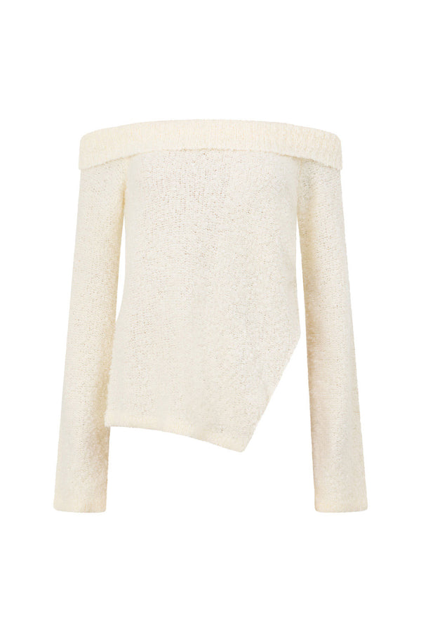 Cream Knit Off Shoulder Long Sleeve Alena Top