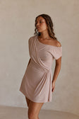 Musk Pink One Shoulder Gathered Mini Dally Dress