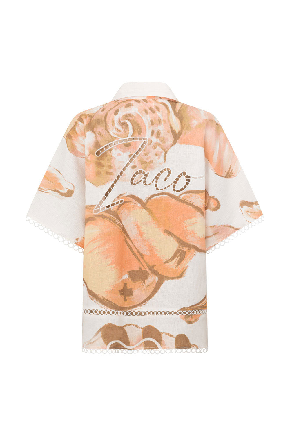 Brown La Spiaggia Print Button Up Collar Verity Shirt