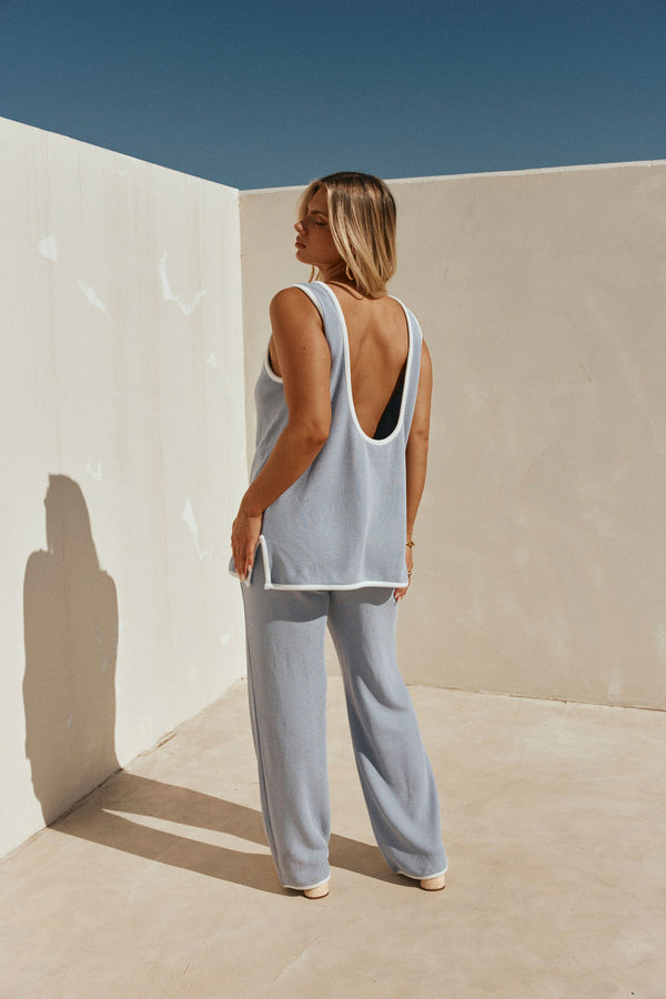 Baby Blue Woven Scoop Back Paxton Jumpsuit