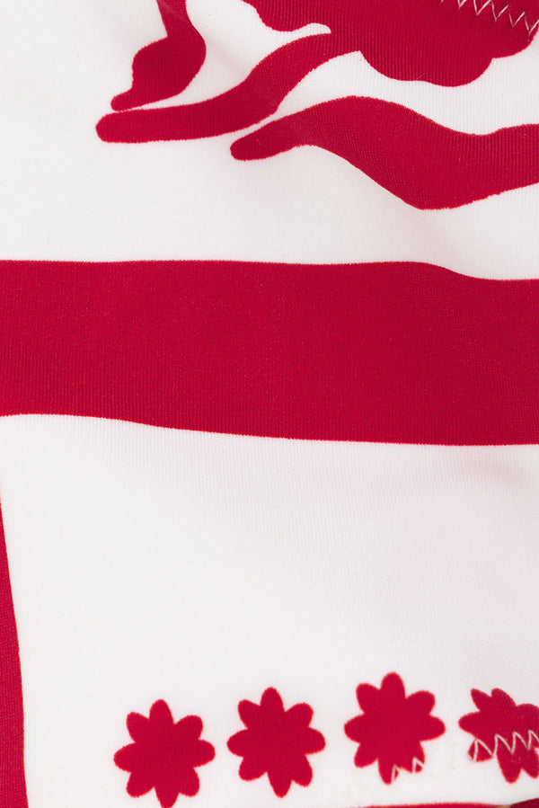 Red Voyage Print Nisi Tie Bikini Bottom