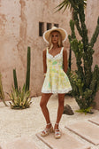 Green Fiore Festivio Print A Line Mini Stelle Dress