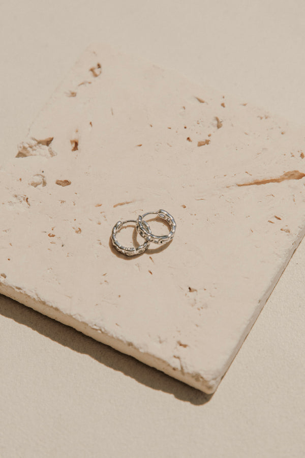 Silver Toned Chain Link Hoop Eve Huggie Earrings