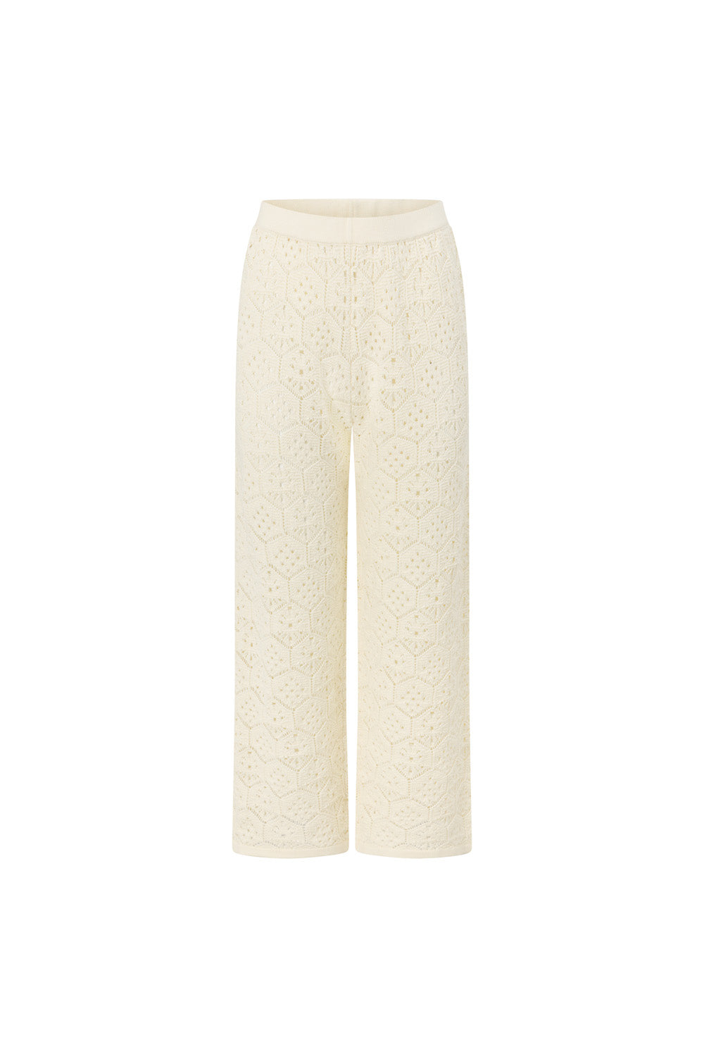 Cream Crochet Knit High Waist Umiko Pants