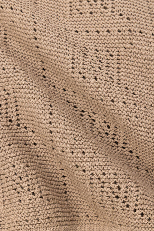 Brown Knit Strapless Mini Beret Dress