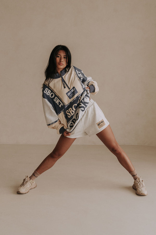 Stockholm Oversized Vintage Sweater - Fleece Blue, Cream, Grey