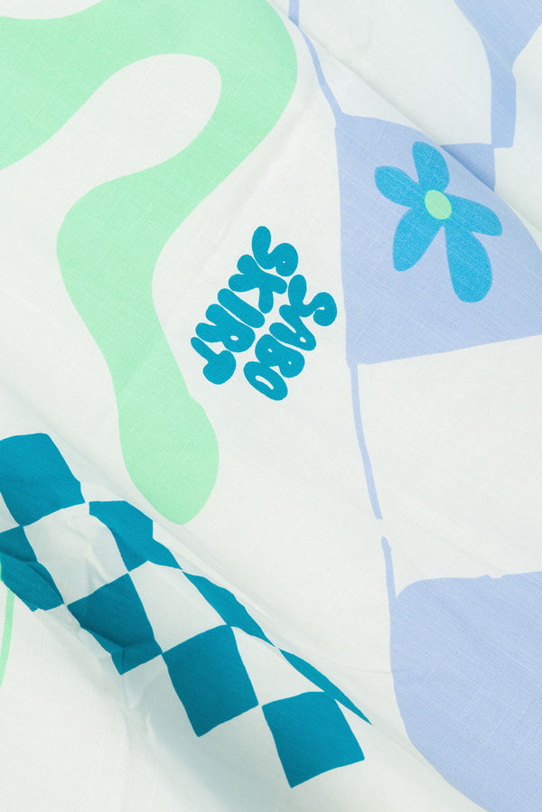 Naya Wrap Maxi Skirt - Scarf Azure, Blue, Green, White