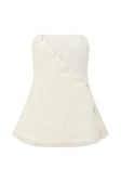 White Structured Strapless Button Salma Top