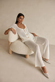 White Crochet Knit high Waist Milana Pants