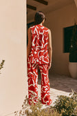 Red Fila Rogue Floral Print Button Up Sleeveless Elena Top
