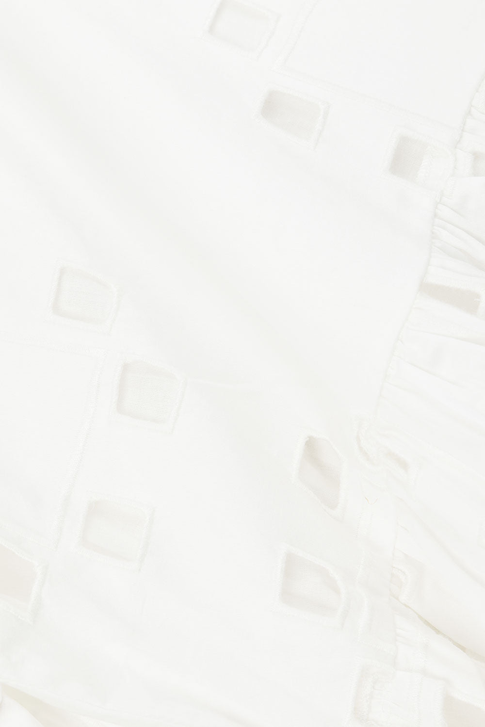 Jayde Flounce Cutout Mini Short Sleeve Dress - Cutwork Print - White