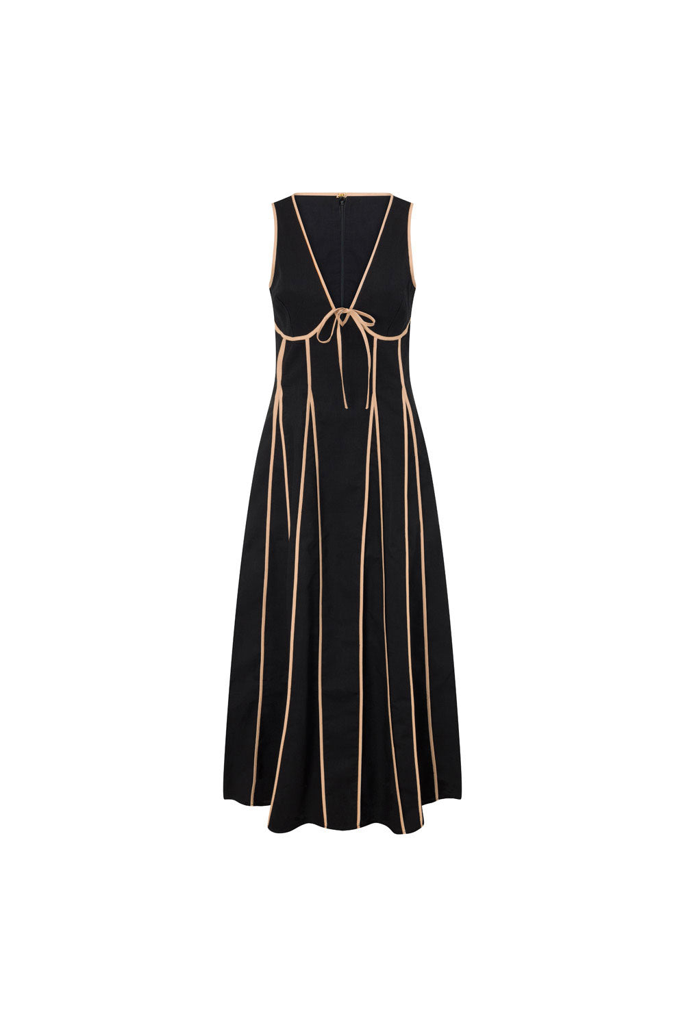 Black V Neck Tie Maxi Maylin Dress