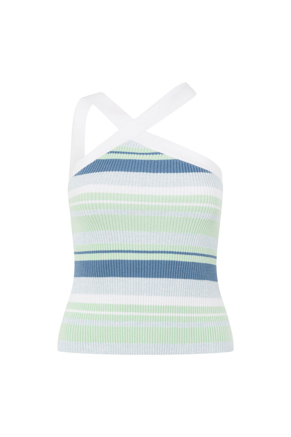 Green and Blue Stripe Knit Halter Dahlia Top