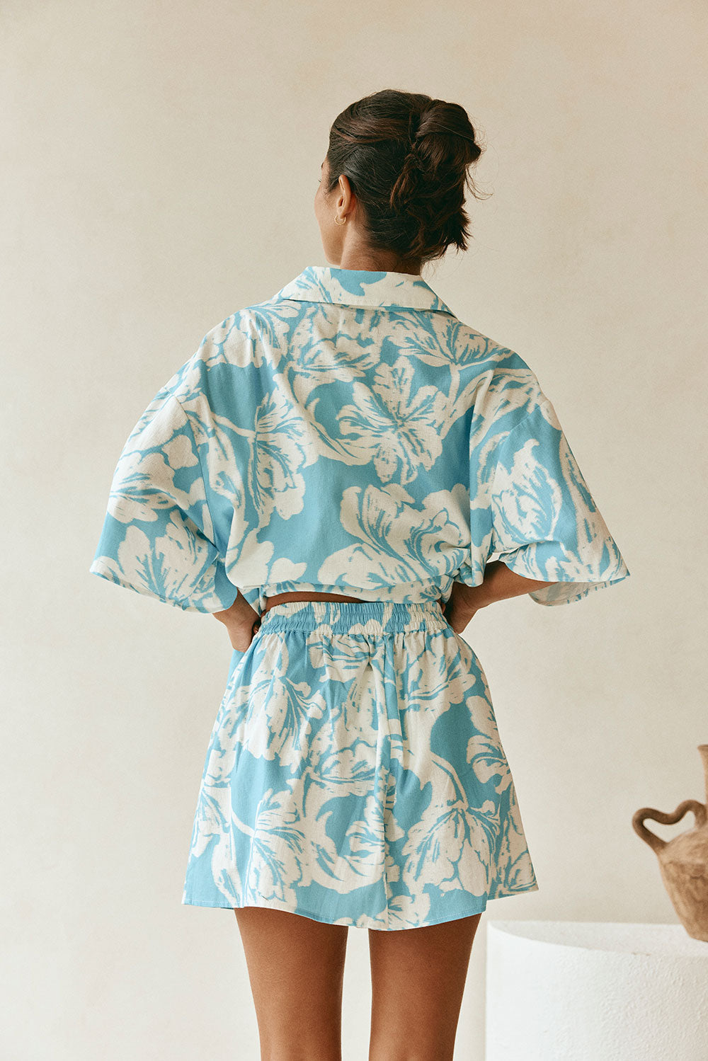 White Sol Floral Print Drawstring Tahlee Shorts