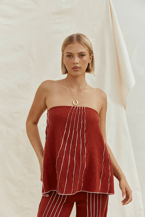 Merlot Red Cotton Strapless 