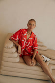 Seona Elasticated Shorts - Evoke Red, White