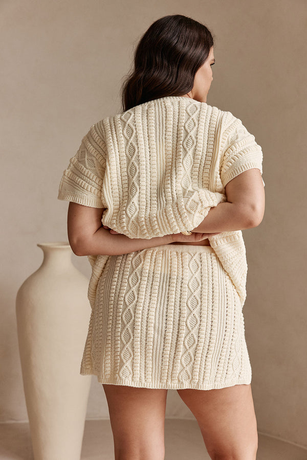 Cream Knit A Line Mini Romy Skirt