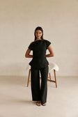 Black Suiting Panel Naomi Top