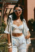 Blue Short Sleeve Button Up Collar Isabella Shirt