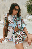 Blue Floral Paradesios Print Button Up Cassia Shirt