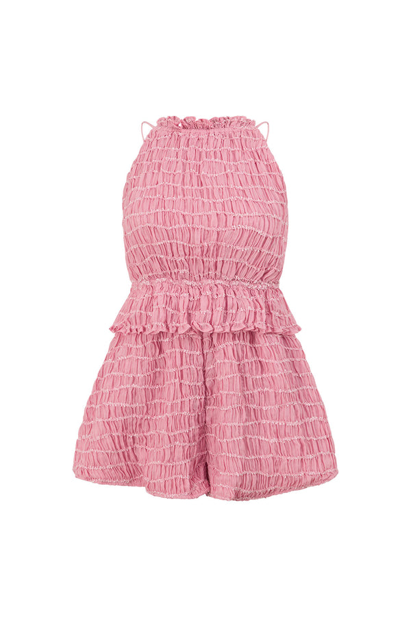 Pink Ruched Halter Backless Adira Playsuit