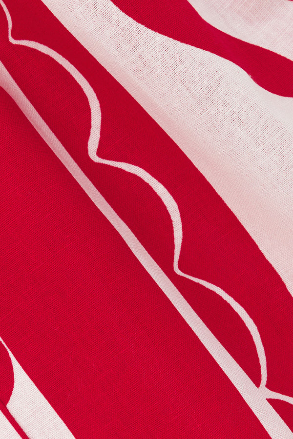 Red Voyage Print High Waist Drawstring Avalon Pants