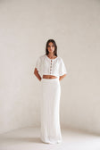 Bridal White Knit  Button Up Mekkah Top