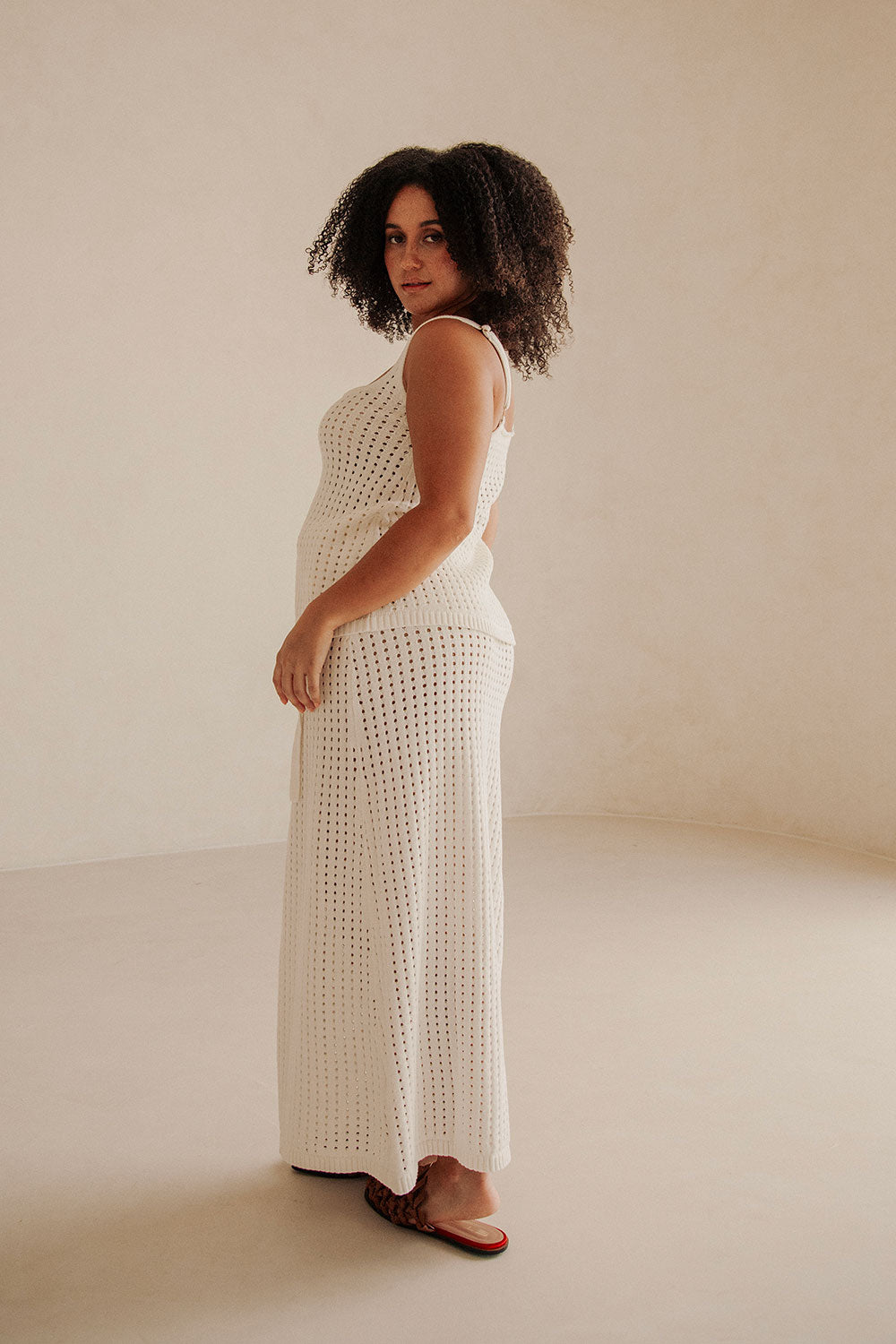 Nia Knitted Split Top - White