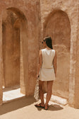 Beige Button Up Mini Alianna Dress