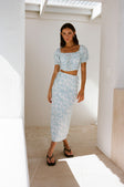 Didi Lace Up Midi Skirt - Blue