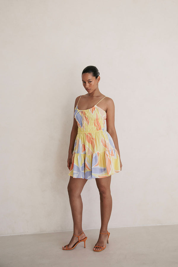 Elia Purple Adjustable Strap Panel Mini Tacita Dress