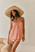 Peach Adjustable Strappy Front Tie Jetta Top