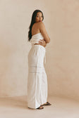 White Cheesecloth Elastic Drawstring Carissa Pants