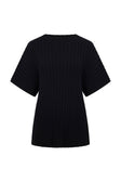 Celine Knit Ribbed Top - Black