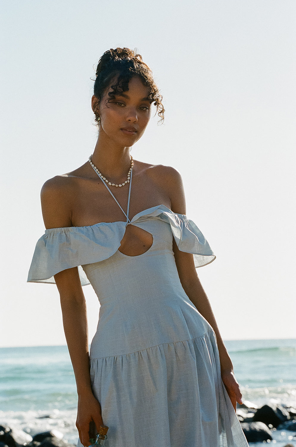 SAMPLE-Adorne Midi Dress - Blue