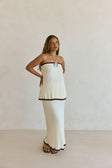 Cream Ribbed Strapless Winnie Top