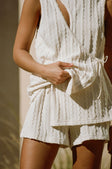 Cream High Waist Elastic Drawstring Jojo Shorts