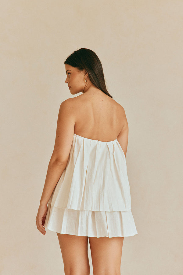 White Pleated High Waist Wrap Mini Amity Skirt