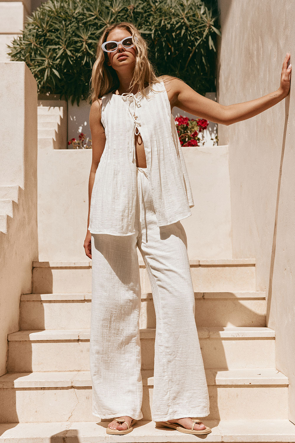 White Cotton Tie Gaia Top