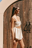Beige Cut Out Pleated Tie Sydney Top