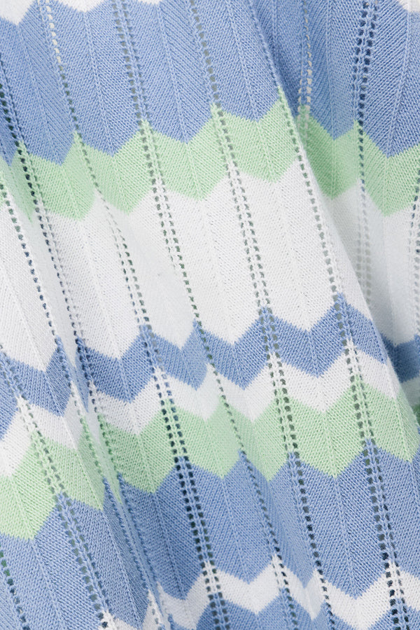 Blue White and Green Stripe Knit Mini Karina Skirt