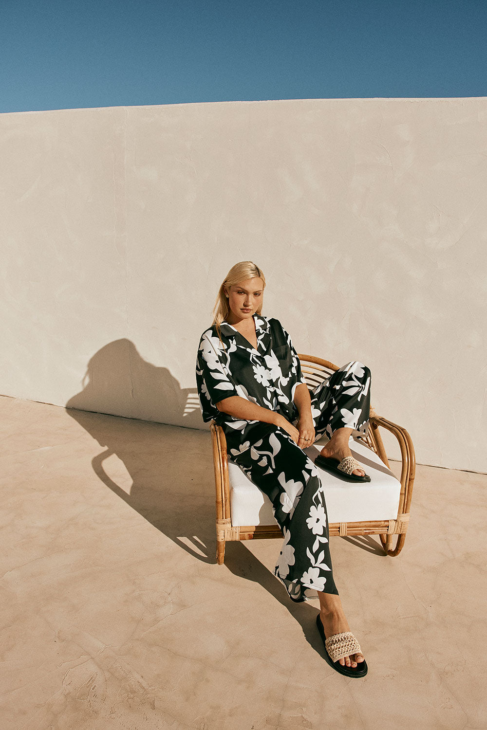 Black Alma Caroline Floral Print Drawstring Enza Pants