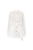 White Long Sleeve Button Collar Orazio Dress
