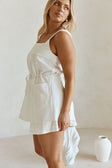 White Twin Pocket Tie Longline Davina Top