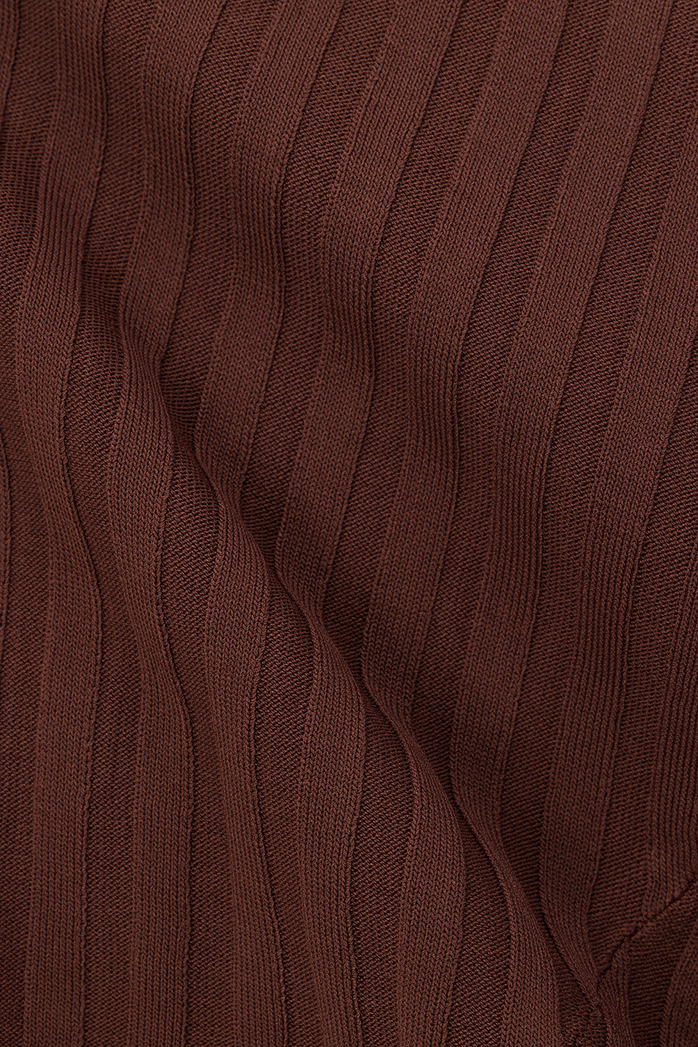 Chocolate Brown Ribbed V Neck Silla Top