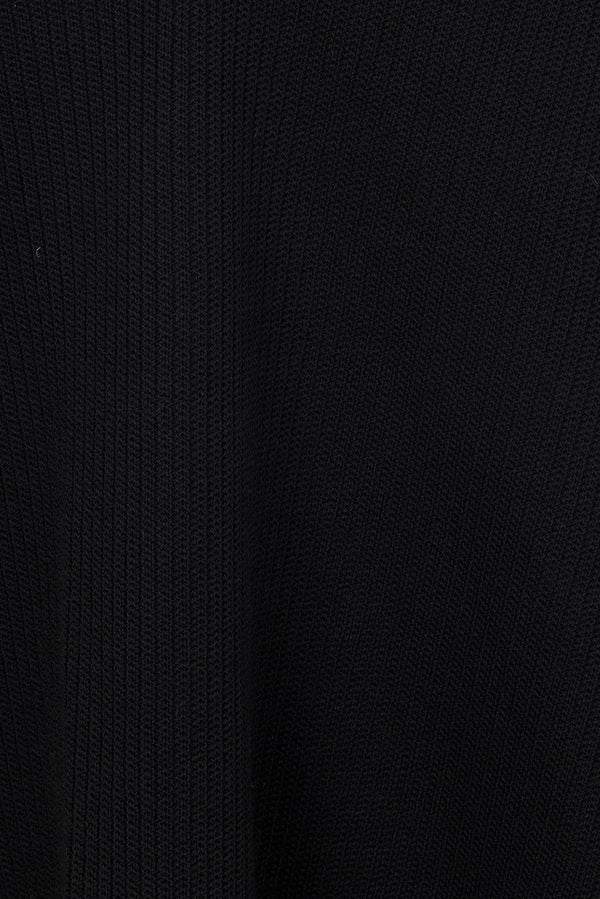 Black Ribbed Knit V Neck Lana Top